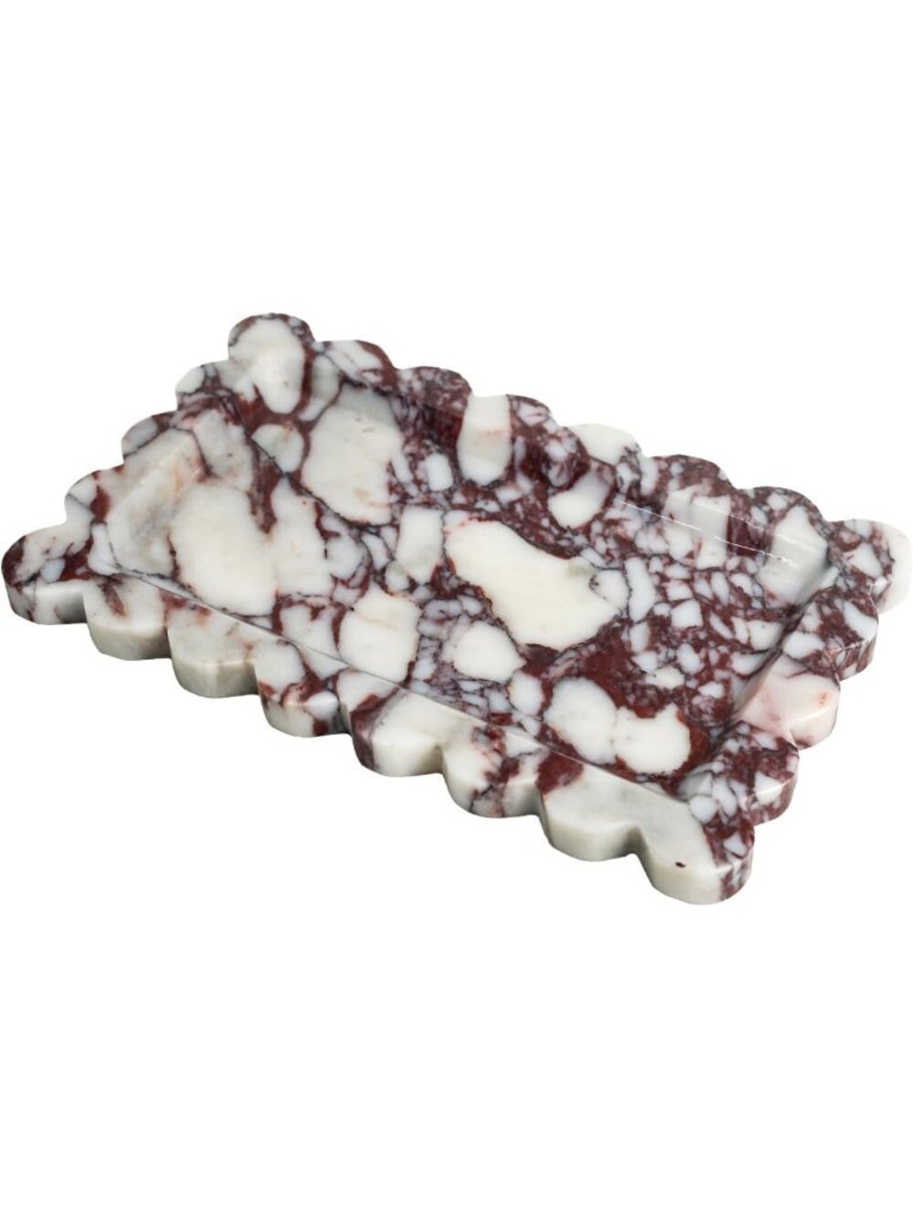 Luxury 100% Marble Vanity Tray - Scalloped Rectangle Storage for Home Decor